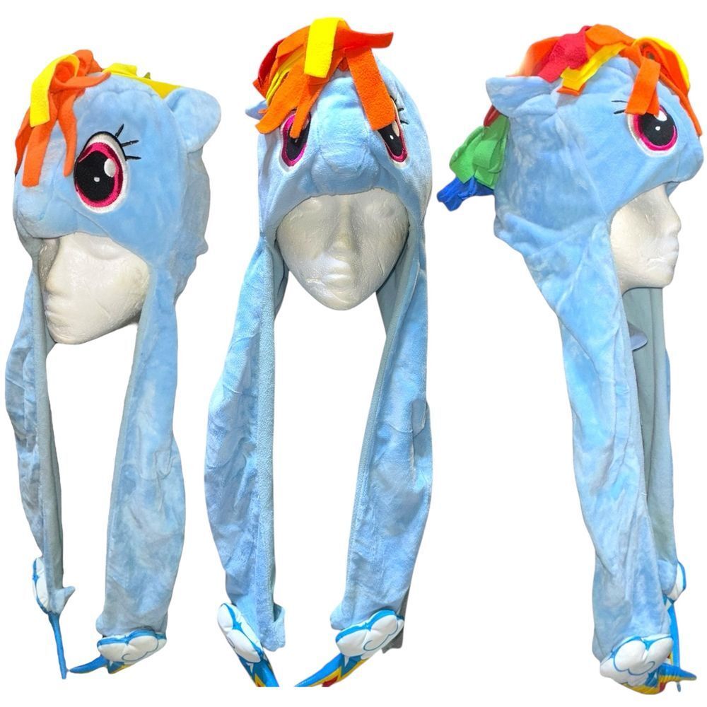 RARO!! Cappello e sciarpa My Little Pony Rainbow Dash HTF Cutie Mark Hand's (OS) ~ EUC