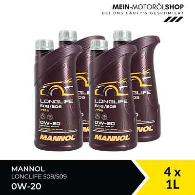 Mannol Longlife 508/509 0W-20 VW 508 00 509 00 ACEA C6 4x1 Liter = 4 Liter