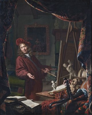 oil painting  handpainted on canvas '' Self-portrait in the studio''