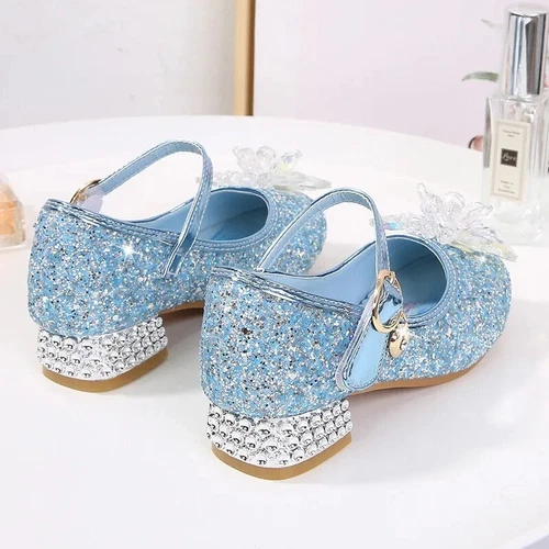 Kids Girls Ice Queen Princess Party Sequins Crystal Glitter Fancy Dress Sandals - Picture 14 of 31