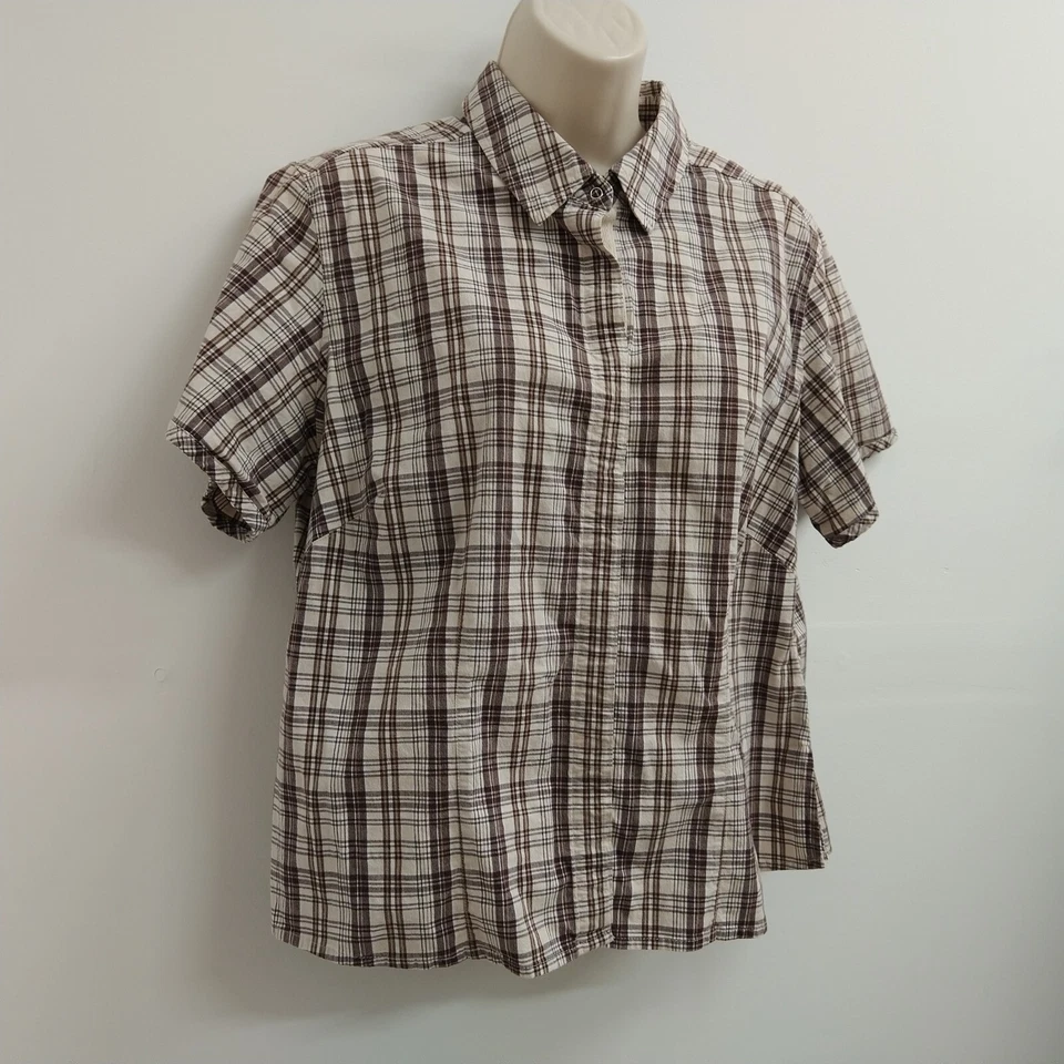 Top de mujer Carolina Colours talla grande 16W rojo marrón a cuadros elástico a presión para dama Foto 4 de 4