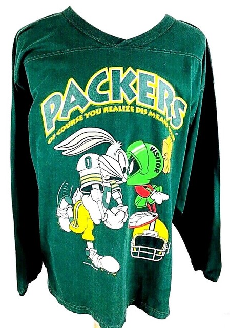 Warner Bros Green Bay Packers Sweatshirt Sz XL 1993 Bugs Bunny Football Vtg | eBay