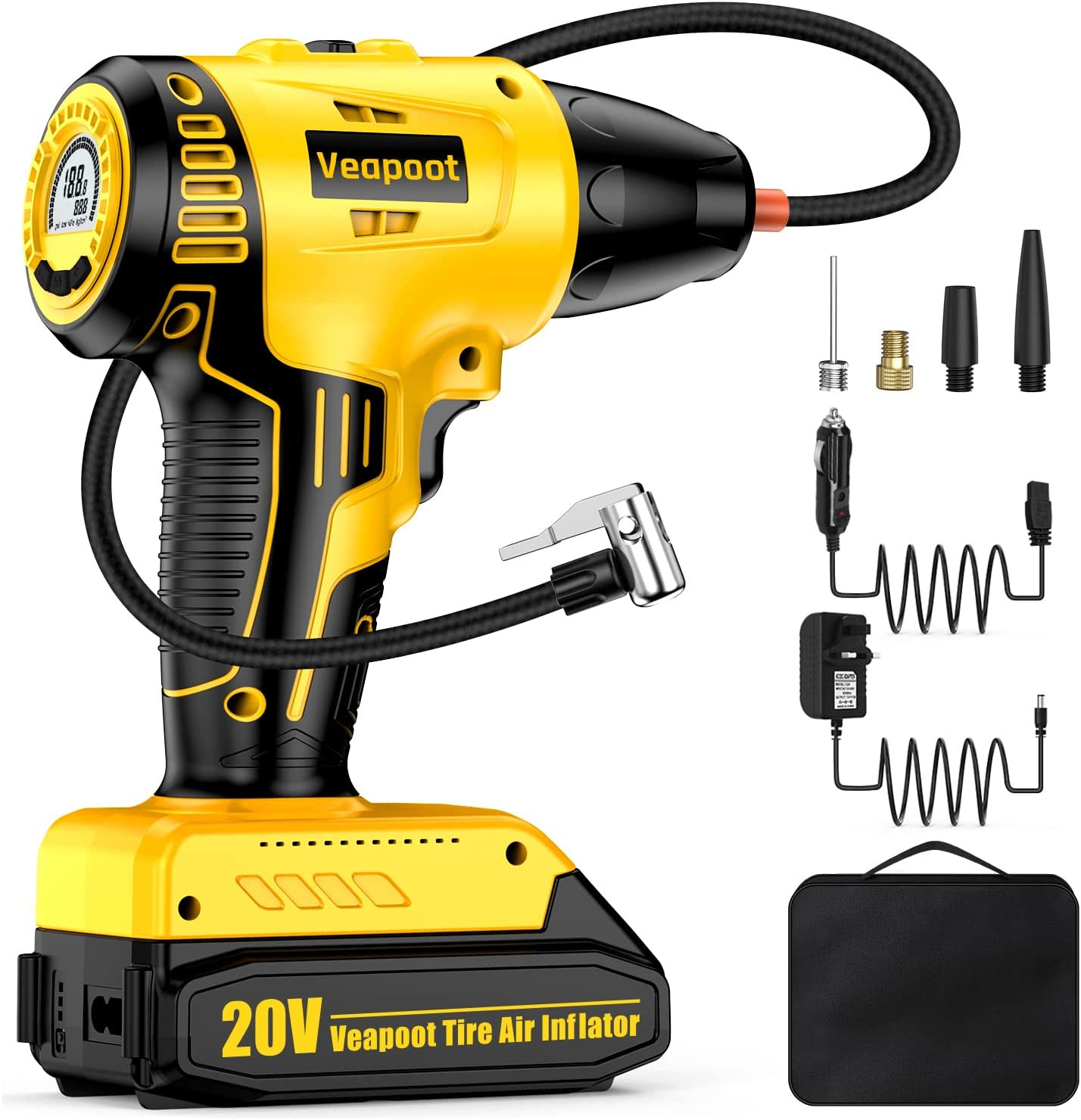 Tire Inflator Portable Air Compressor, Air Pump for Car Tires, 20V Rechargeable 