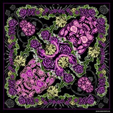 LADIES PAISLEY SKULL ROSES BANDANA