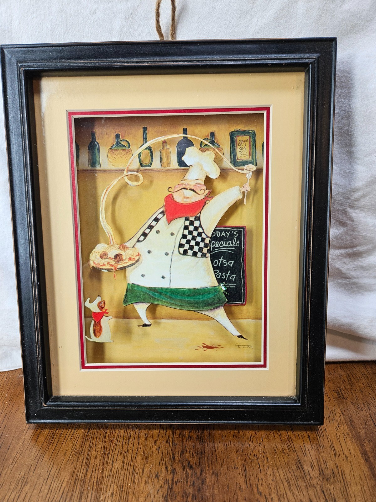 3D Shadowbox Italian Chef Spaghetti and Meatballs Durham 10"H x 8 1/4