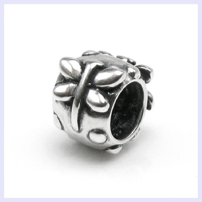 Sterling Silver Dragonfly Tube Barrel Insect Bead for European Charm Bracelet