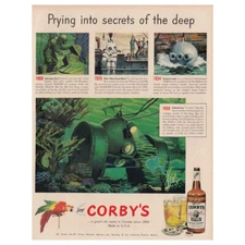 1950 Corby's Whiskey: Prying Into Secrets of the Deep Vintage Print Ad