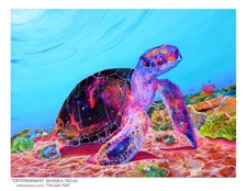 Cool Determined Unique Purple Cosmic Universe Psychedelic Sea Turtle Art Print