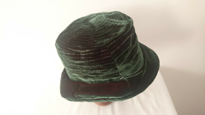 Chapeau Vintage Velours Vert Années 70/80 - Gilles François Paris - Taille Unique