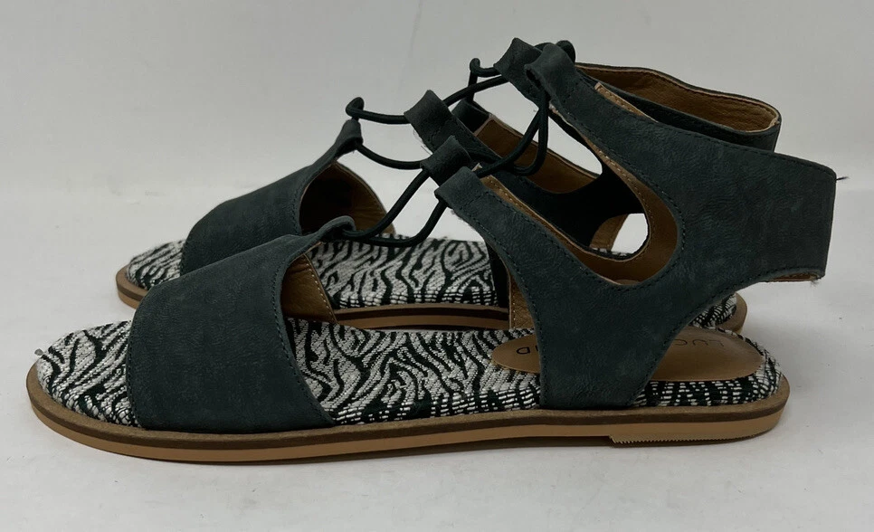Lucky Brand LK FERAY Women s Flat Gladiator Sandal Teal Green Size