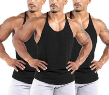 Men's Bodybuilding Stringer Tank Tops Workout Gym Shirt Y-Back Muscle Fitness...