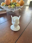 Vintage Milk Glass Owl Figurine / Egg Cup – White Owl Collectible Decor