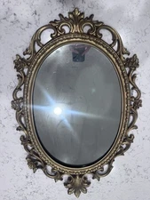 VTG Syroco Burwood Oval ORNATE Hollywood Regency Hanging Wall Mirror 29"