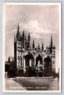 RPPC  1949  Peterborough Cathedral  England   Postcard