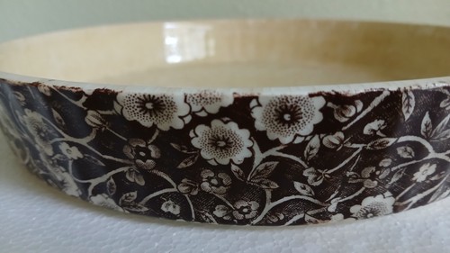 Royal Crownford Staffordshire Brown Calico Pie Dish 10 Inches - Picture 6 of 11