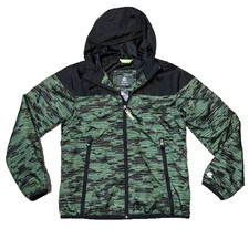 Champion Youth Unisex Full Zip Lined Rain Jacket Hoodie Black Green M 8-10