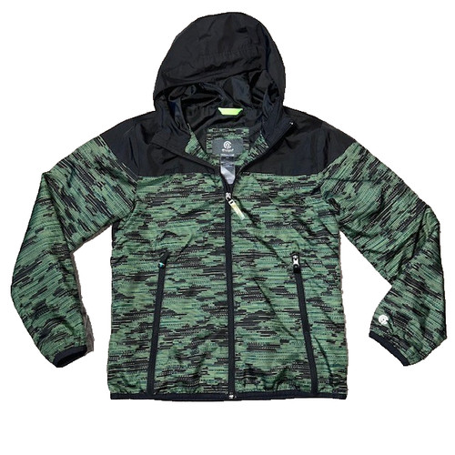 Champion Youth Unisex Full Zip Lined Rain Jacket Hoodie Black Green M 8-10