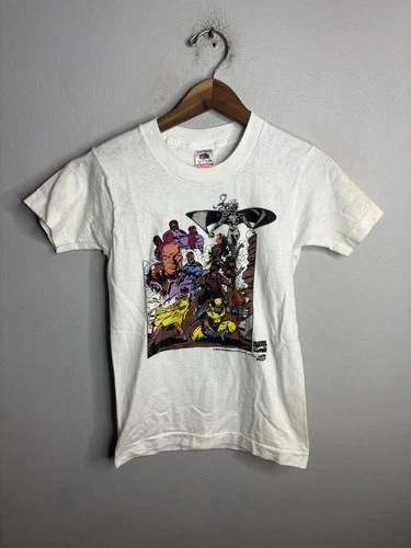 Vintage X-Men Shirt Boys 10-12 White Marvel Comics Graphic Made USA 1991 90s