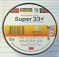 Electrical Tape Vinyl, Scotch Super 33 Professional Grade 3/4 x 76 Ft., 3M