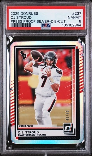 2025 PANINI DONRUSS PRESS PROOF SILVER-DIE-CUT #237 CJ STROUD 41/99 PSA 8