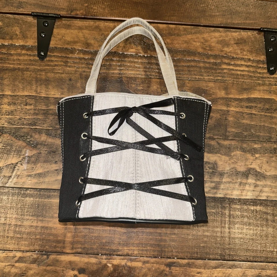 Bolso de Mano Corsé Bustier de Indeed Rosa Floral Bordado Cartera Con Cordones Gótico Foto 3 de 4