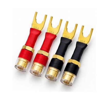 Gold Plated Banana Plug Connectors Spade to Banana Plug Adapters Speaker Wire