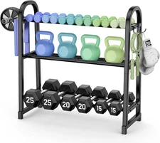 3 Tier Dumbble Rack - 360LB Capacity Adjustable Dumbbell Storage Rack Space-Savi