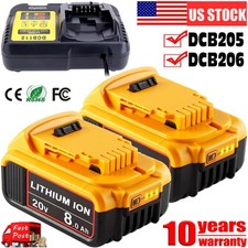 Pack For DeWalt 20V 20 Volt Max 8.0AH Lithium Battery DCB206-2 DCB205-2 /Charger
