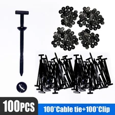 100 PCS Nylon Universal Cable Tie Buckle+Heavy Duty Self-Locking Zip Ties Holder