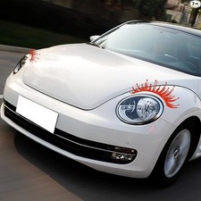 2PCS Red Reflective Car Headlight Eyelash Decals, Waterproof Cute F Color: Red