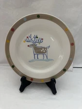 HOME Rare Vintage Italian Reindeer Salad Plates Set of 4 8″ Holiday Christmas