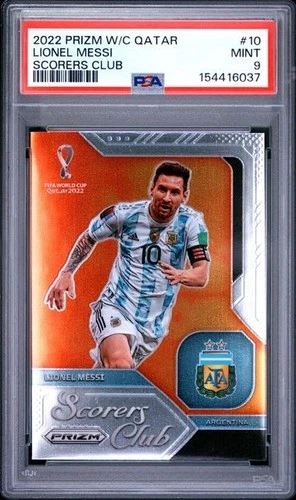 2022 PANINI PRIZM WORLD CUP QATAR SCORERS CLUB LIONEL MESSI SCORERS CLUB - PSA 9