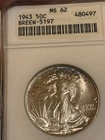 1943 /2 Walking Liberty Half Old Anacs Soapbox MS 62 BREEN’s 5197 43 Over 2