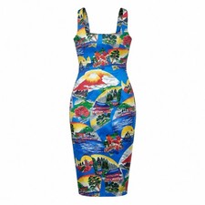 Dolce & Gabbana Archival Vintage 90s "Japanese Scenes" Bodycon Dress | Size S |