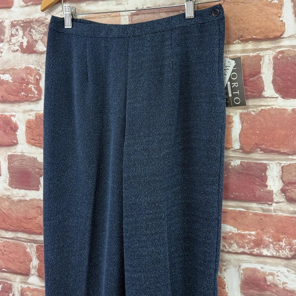 Norton McNaughton Pants Womens 10P Petite Blue Boucle Textured Baker St Trousers - Image 4 of 4