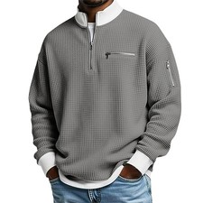 Mens Quarter Zip Pullover 1/4 Zip Casual Mock Neck Golf Sweatshirts Shirts Pocke