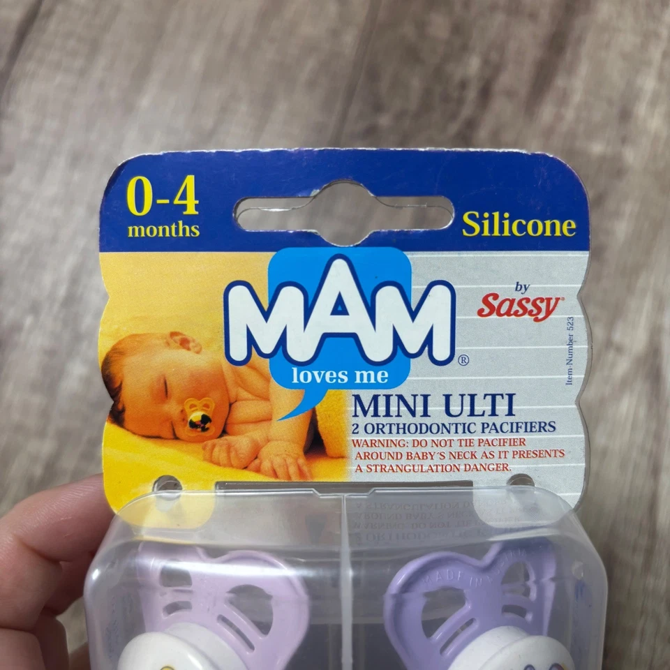 MAM Loves Me Mini Ulti Silicone Sassy Pacifiers 0-4 Months Lavender, RARE, VTG - Image 3 of 4
