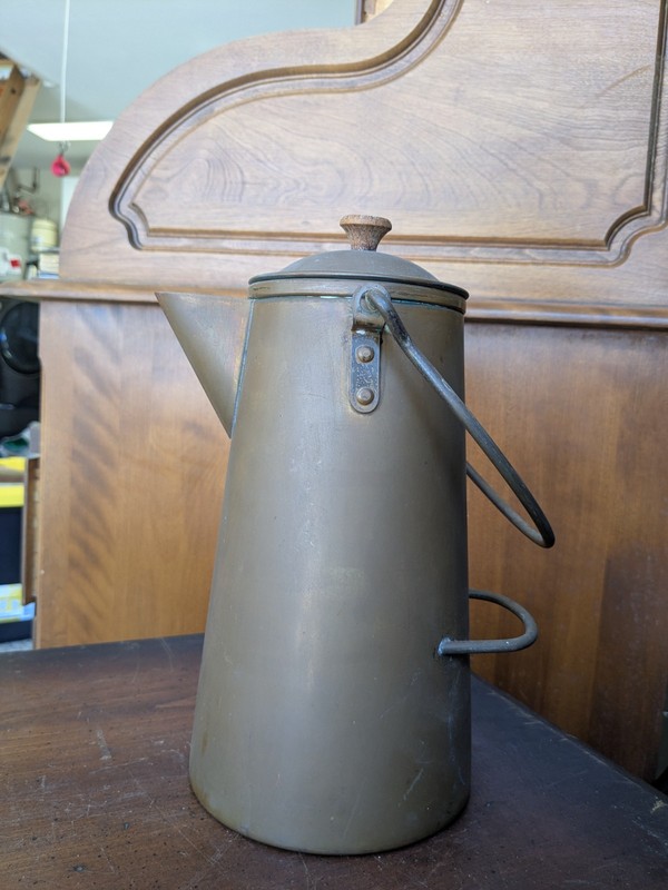 Vintage tall copper coffee pot swing handle made in Portugal