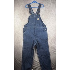 Carhartt Bib Overalls Mens Size 42x32 R08 DNM Denim Workwear Carpenter DEADSTOCK