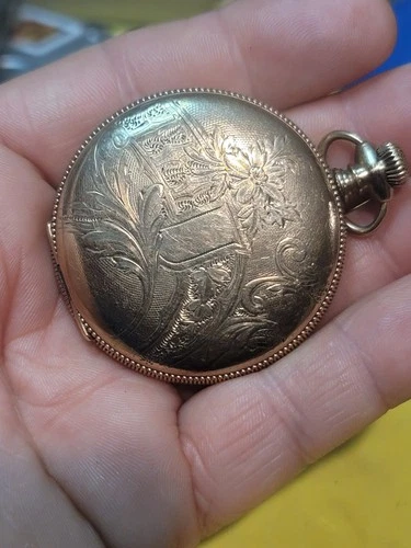 Elgin Manual Wind Antique Pocket Watch 14kt Yellow Gold Plated Running