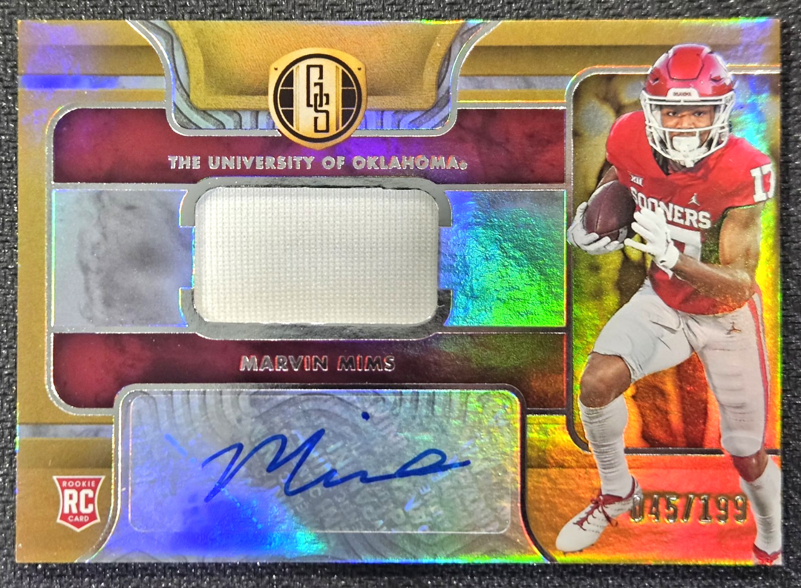 Marvin Mims Panini Chronicles Draft Picks Gold Standard Rookie Jersey Autograph #GSMM Base