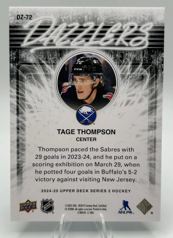 2024-25 Upper Deck Series 2 - Dazzlers Blue #DZ-72 Tage Thompson Sabres  - Image 2 of 2