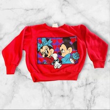 Vintage Mickey Mouse Sweater Kids Red Crewneck Fleece See Description For Size