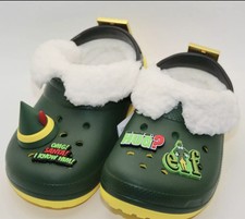 Crocs Buddy The Elf Lined Classic Clog Kids PS Size J2 Christmas 209377-7C1