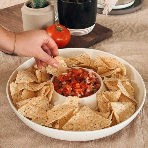 Mora Ceramic Chips and Dip Serving Tray - Thumbnail 2