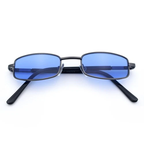 SA106 Snug Fit Small Mens Rectangular Metal Rim Classic Color Lens Sunglasses