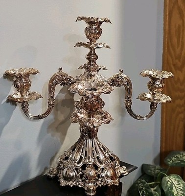 Reed & Barton 800 Silverplate Renaissance Candelabra 5-Light