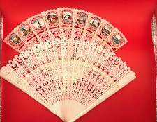 2 Vintage Celluloid White Lace Folding Hand Fans Plastic London Photos On One