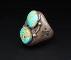 Vintage Navajo Sterling Silver Turquoise Mens Ring Size 11 1.4" Heavy RS3972