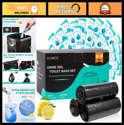 30 Portable Toilet Bags with Absorbent Gel - 8 Gallon Camping Waste Bags for RVs